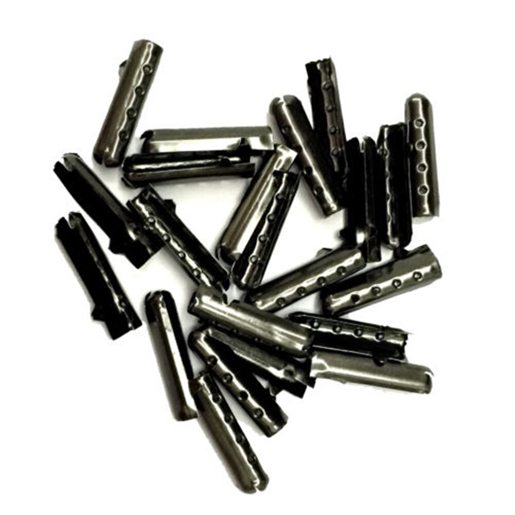 Set van 100 stuks aglets diy schoenveters reparatie schoenveter tips vervanging uiteinde casual kleurrijke kogel staartklem touwklem: Pistool zwart