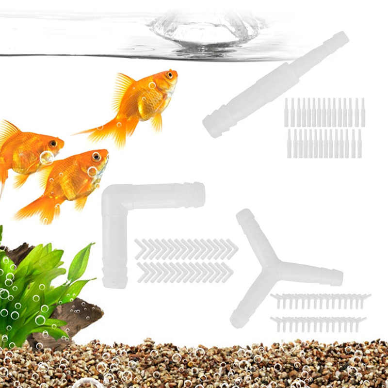 30Pcs Aquarium Air Valve Connector 8/4MM Straight 3 Way L-Shape Plastic Connecting Tube Submersible