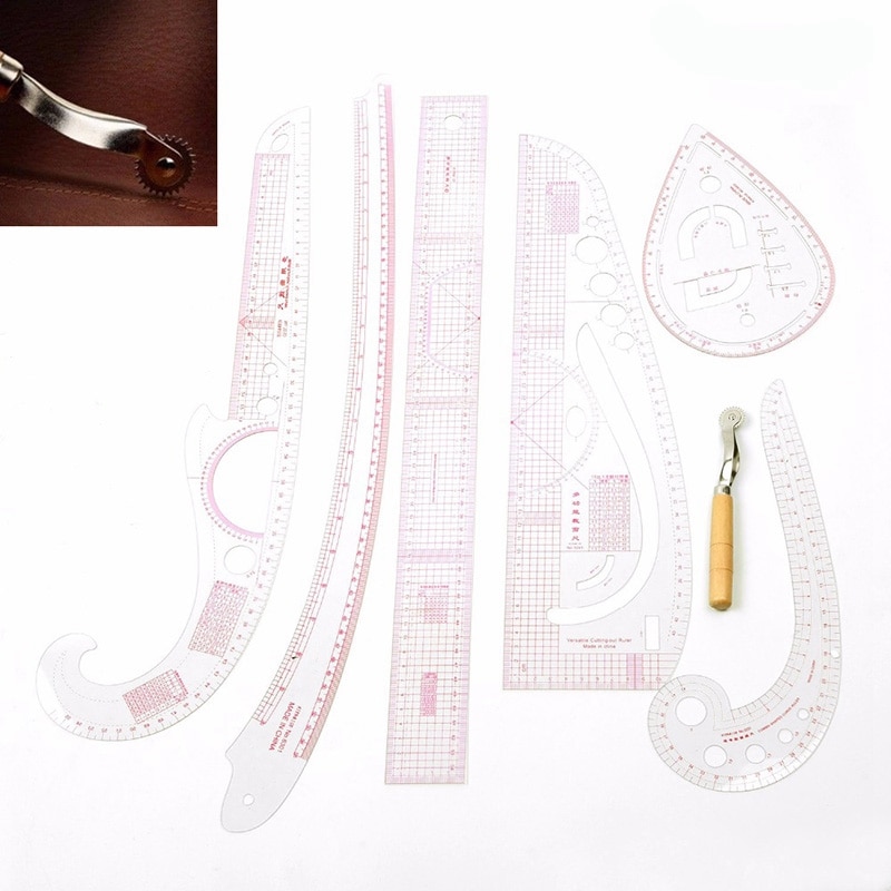 Chaude 7 pièces/ensemble règle tailleur Kit de mesure couture dessin règle Yardstick manchon bras français courbe ensemble coupe règle roue à aubes