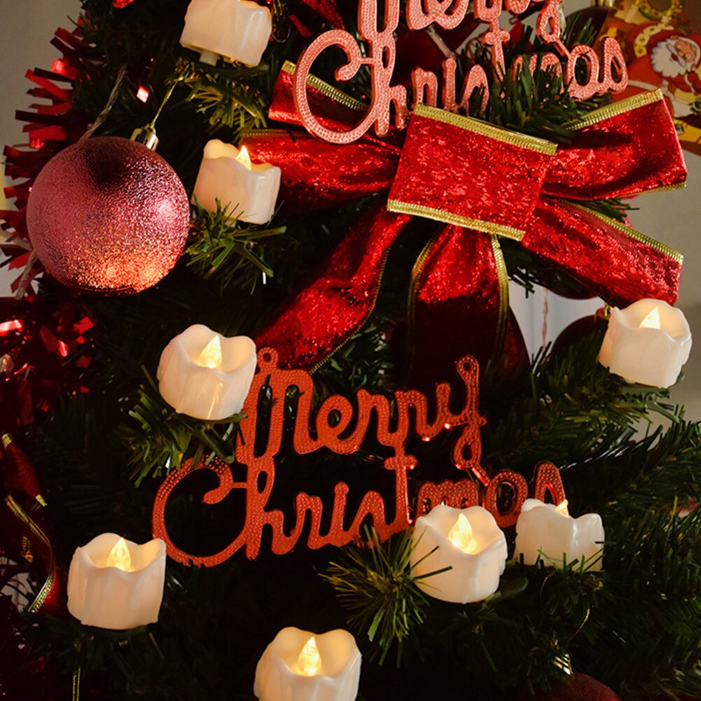 9pcs Christmas LED Candle Lights Clip Christmas Tree Decor Candle Lamps LED Warm White Flash Clip Tears Candle Light