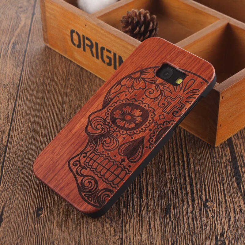 Caja de madera de bambú con cabeza de calavera de Mandala para samsung galaxy A5 funda de madera para samsung galaxy A5 funda de teléfono móvil funda de madera: 8