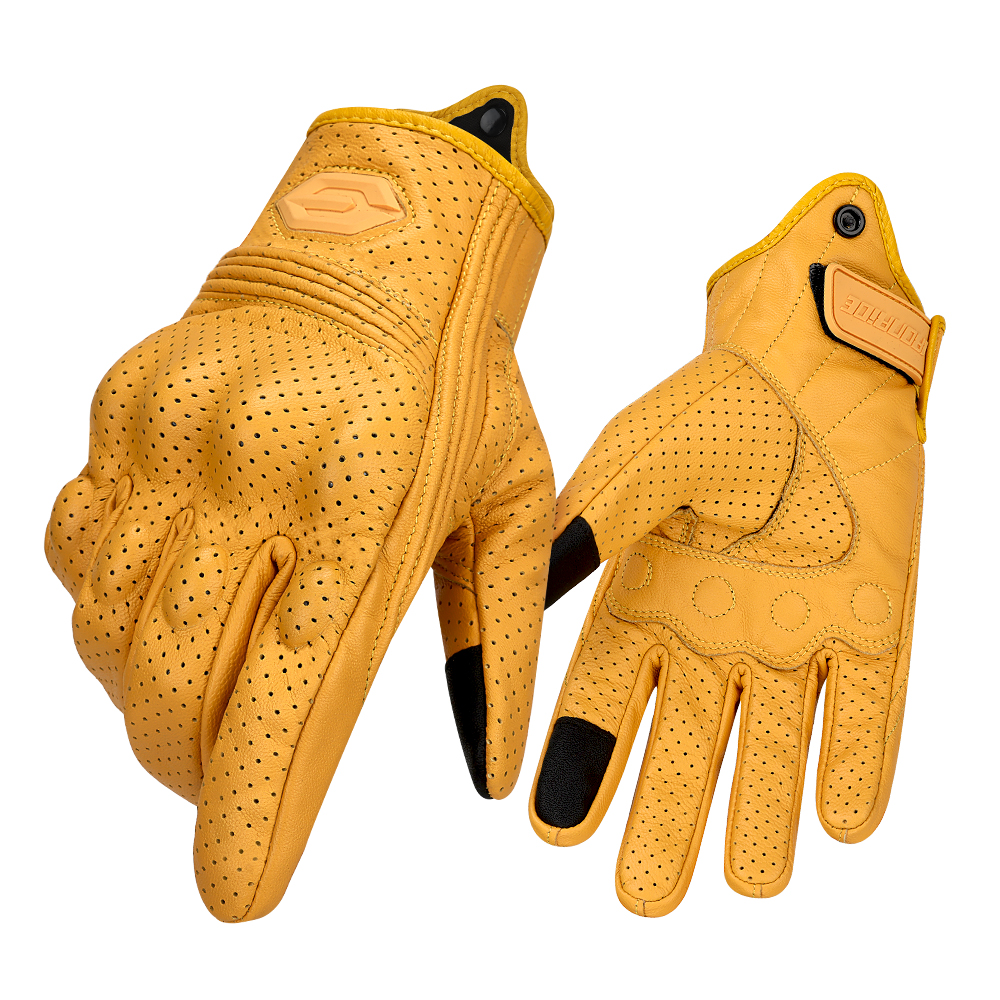 Motorcykelhandskar sommar andningsbara mesh motorcykelhandskar anti-fall motorcykel pekskärmshandskar slitstarka män: Beige / Xl