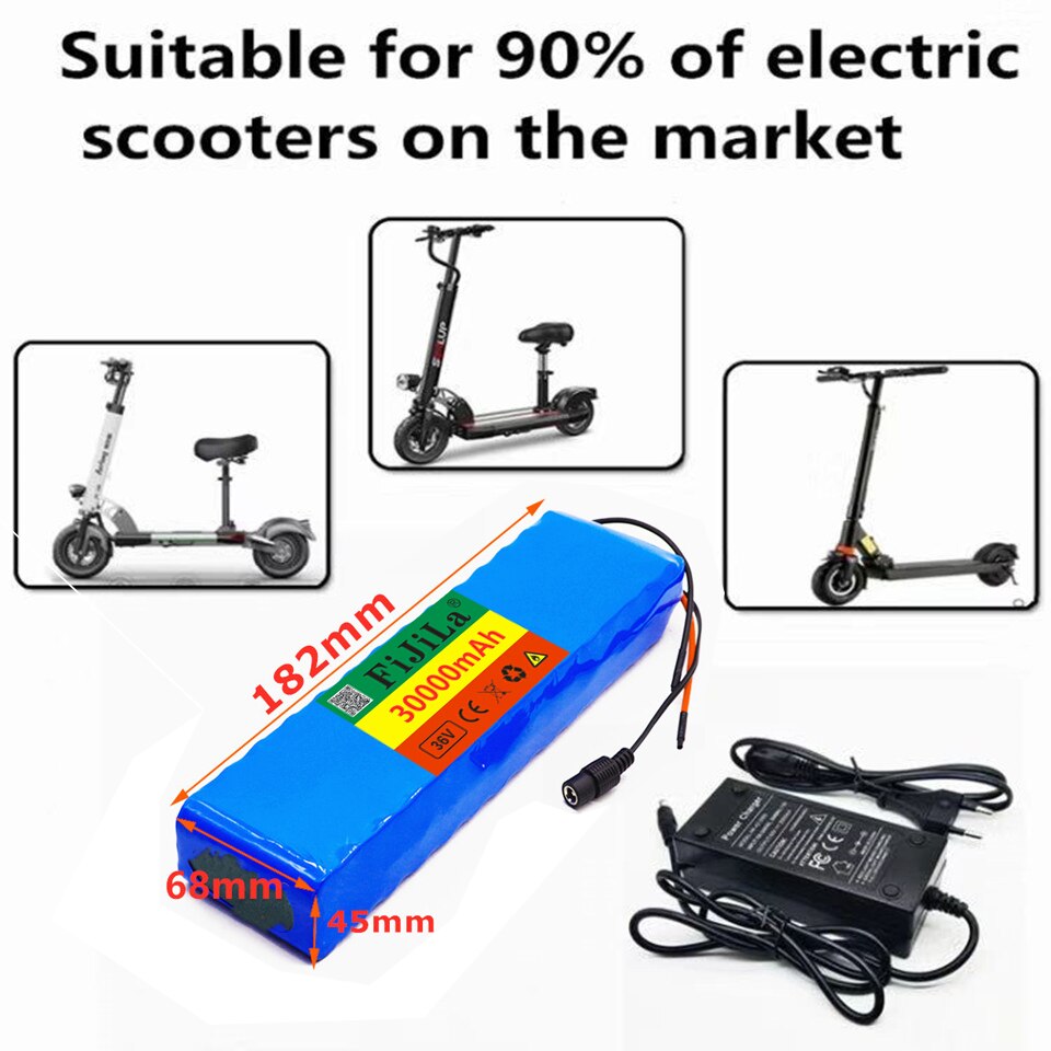 10 s 2p 36v 30ah batteri ebike batteripaket 18650 li- jonbatteri 500w hög effekt och kapacitet 42v motorcykel skoter med laddare
