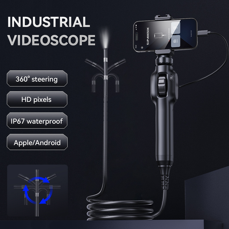 Typ C 360 ° Dwukierunkowa obrotowa przegubowa kamera endoskopowa HD 1080P inspekcja samochodu endoskop przemysłowy z 8 diodami LED dla IOS Android