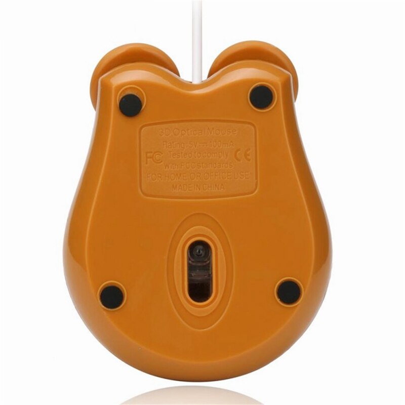 1000 Dpi Wired Optical Gaming Mouse Cute Bear Animal Mouse Usb For Pc Laptop Game Console Brown Plastic