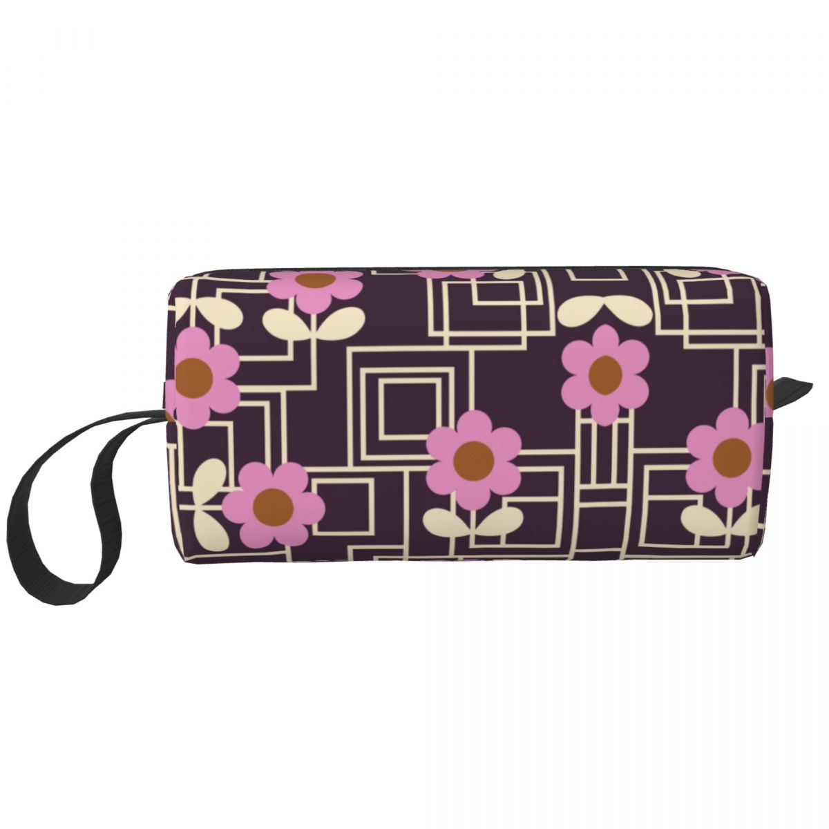 Custom Cute Home Orla Kiely Travel Toiletry Bag for Women Cosmetic Makeup Bag Beauty Storage Bags Dopp Kit Case Box: Silver