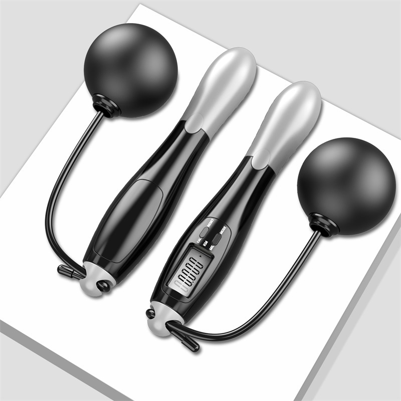 Corde à sauter intelligente sans fil pour adultes, roulement de charge, grosse boule, comptage de fil d'acier, équipement de sport d'entraînement: Gris clair