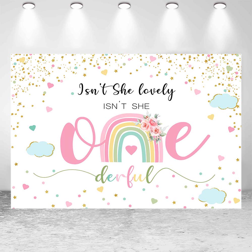 Mocsicka Girl 1st Birthday Backdrop Pink Bohemian Rainbow Baby First Birthday Party Decor Isn't She Onederful Photo Background