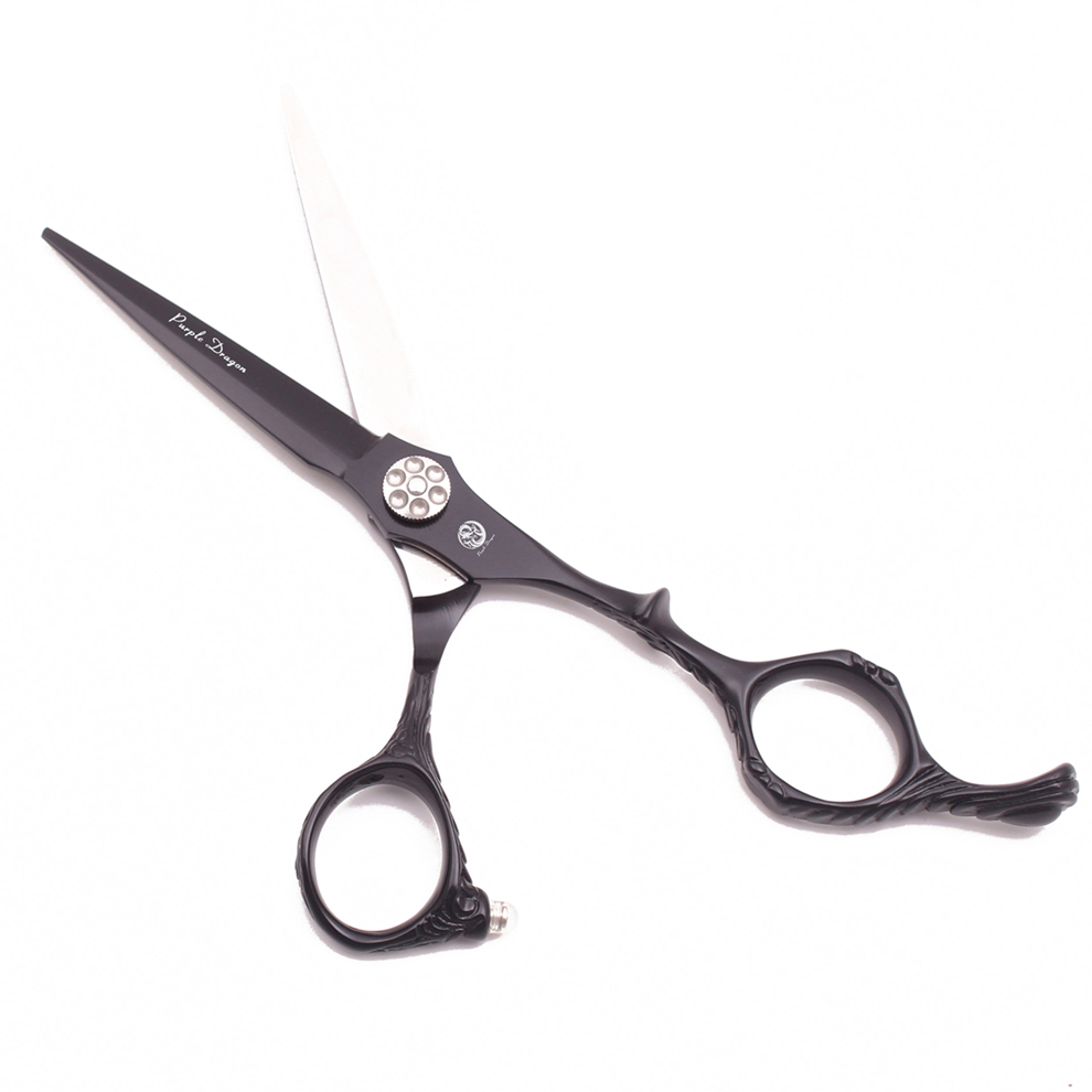 Purple Dragon 6.0" Japan 440C Barber Scissors Black Hair Cutting Scissors Thinning Shears Salon Haicut Salon Z9027