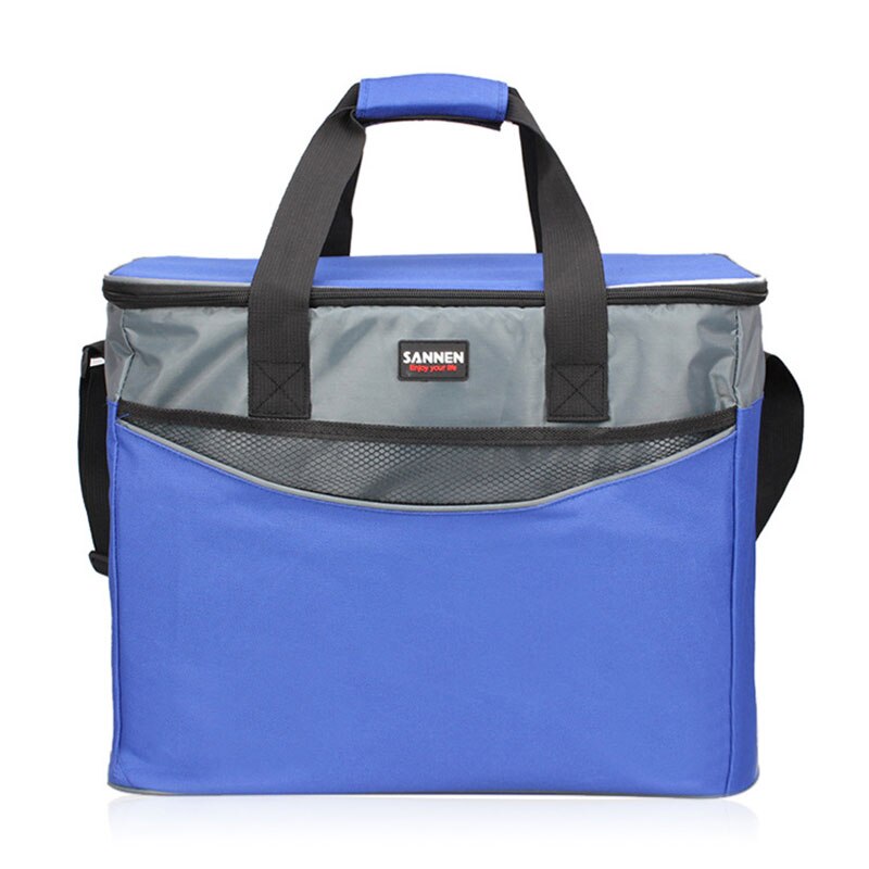 34L Extra Grote Verdikking Koeltas 600D Oxford Ijs Geïsoleerde Lunch Tas Koude Opslag Zakken Verse Voedsel Picknick Container: Blauw