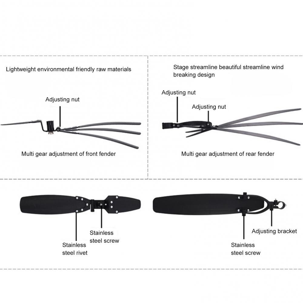 80% 2 Stuks Verstelbare Mountain Racefiets Spatbord Voor Achter Fenders Fiets Accessoire