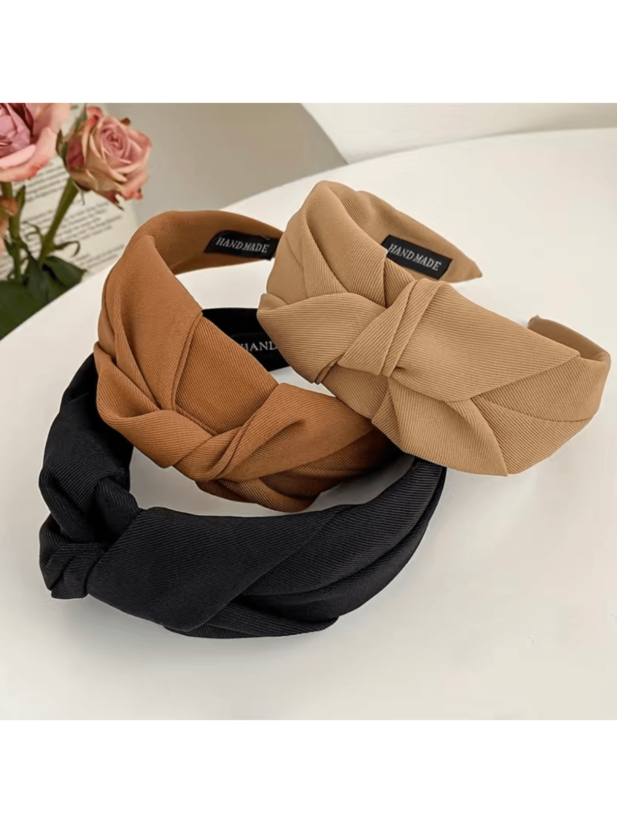 1 peça/3 peças faixa de cabelo de tecido macio vintage-1 peça de argola de cabelo com decoração de nó-acessório de cabelo largo e antiderrapante para um visual elegante