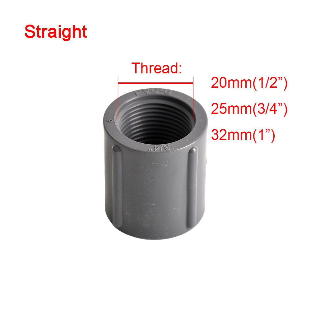 Conector de rosca hembra de PVC 1/2 3/4 1, 20/25/32mm, codo recto, adaptador de 3 vías para tubería de acuario de riego de jardín: Oro / 1"