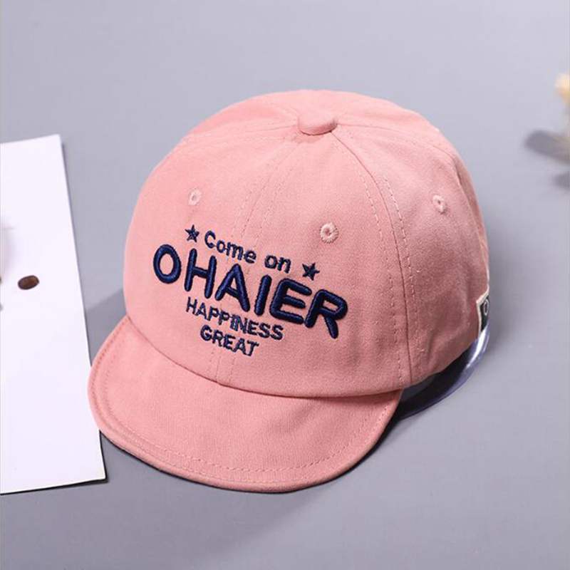 Cute Children Baseball Cap Letter Embroiderey Baby Cap Solid Color Cotton Adjustable Kids Boys Girls Sun Hat: pink