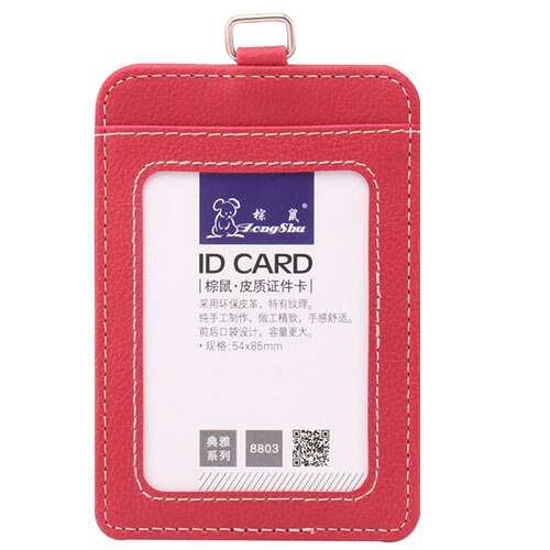 mode ID Houders Bank Credit Card Holder Unisex PU Lederen card case business Werken Id Badge covers zonder lanyard: vertical red