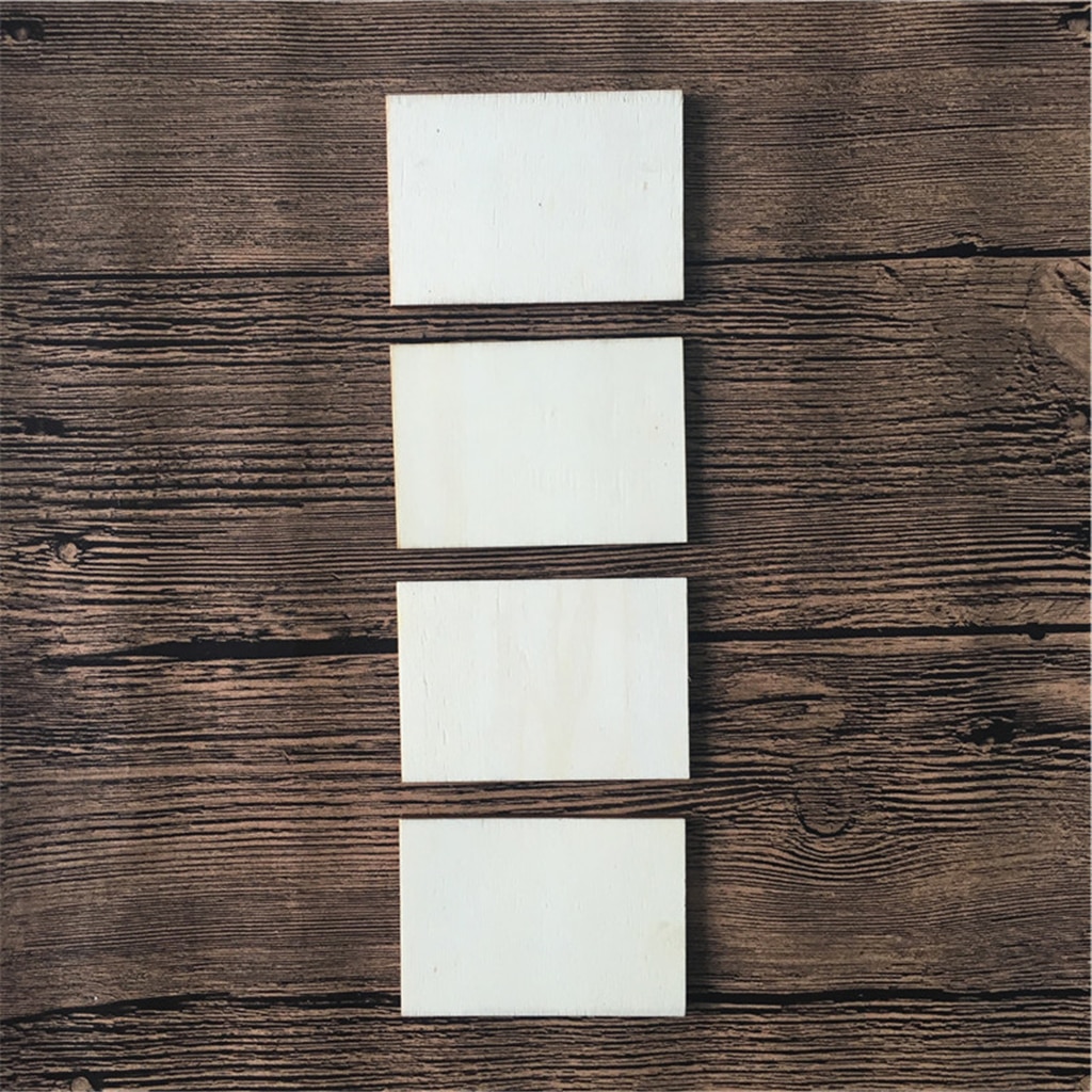 10x Blank Plain Wooden Cutout Rectangle Shape DIY Craft Cardmaking Scrapbook