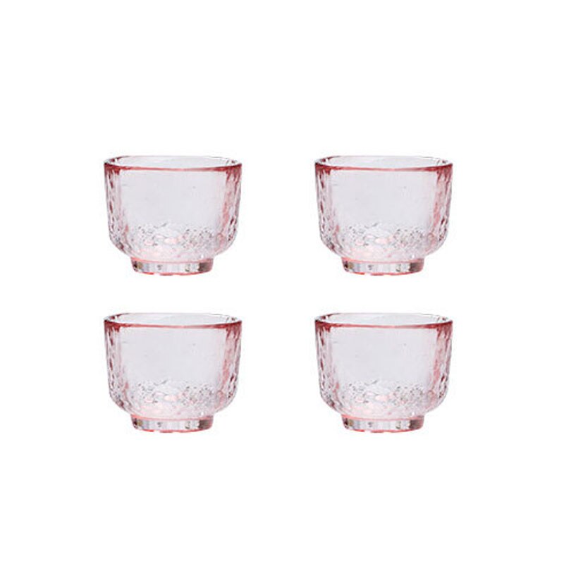 Japanese sake cup pink hammer pattern glass wine pot white rice wine set wineware: 3