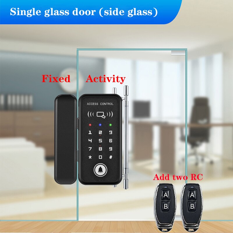 Frameless Glass Door Lock Office Glass Door Password Lock Single&Double Door Smart Card Key Door Lock XM-R1: C1
