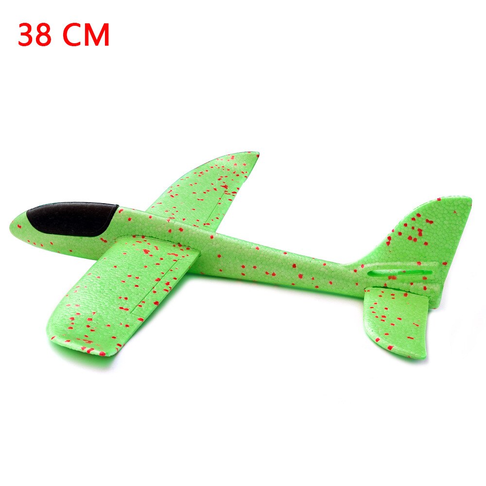 38/48Cm Hand Gooi Schuim Vliegtuig Speelgoed Outdoor Lancering Zweefvliegtuig Vliegtuig Kids Speelgoed Gratis Fly Vliegtuig Speelgoed puzzel Model Jouet: 38cm green