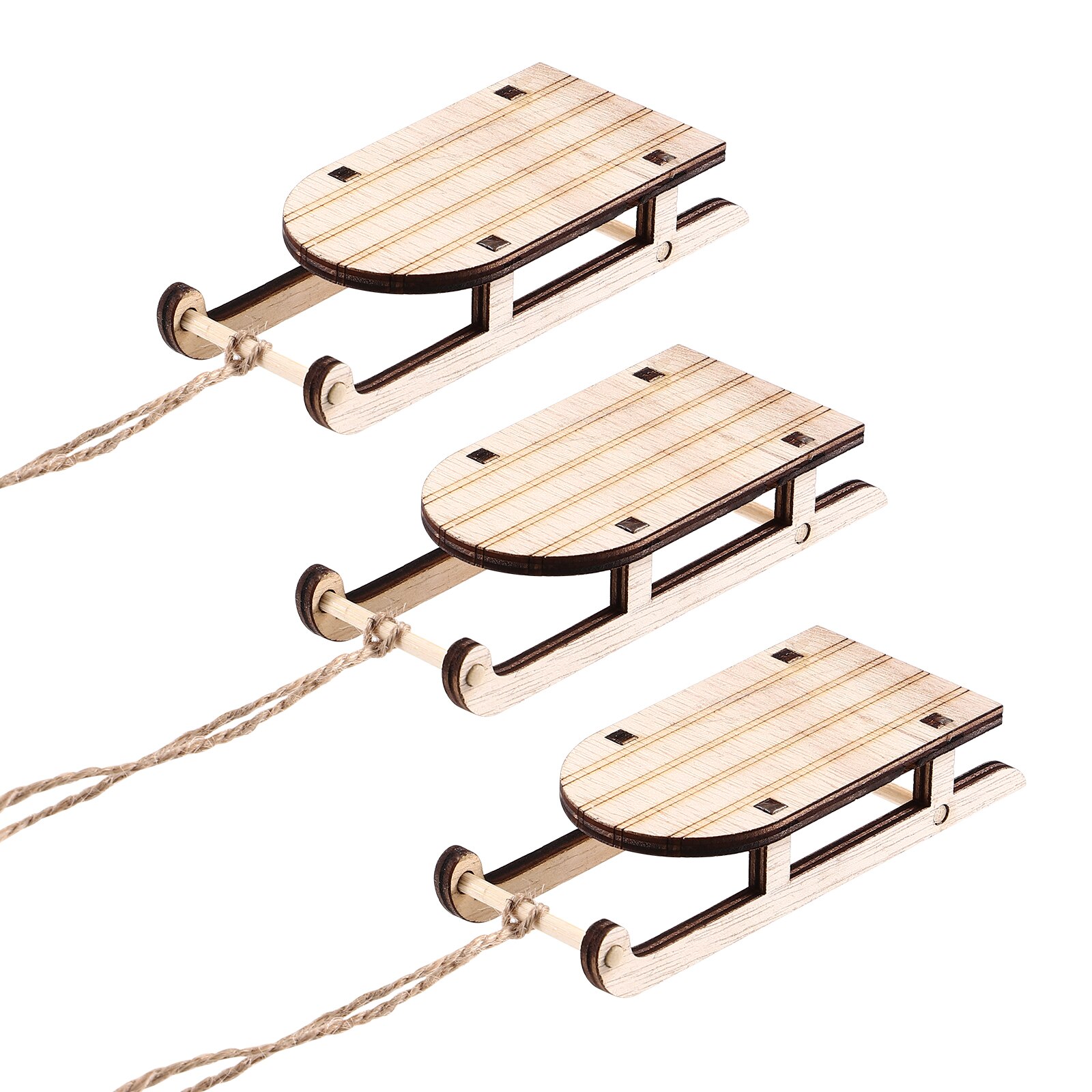 3pcs albero di natale appesi slitta Mini slitta in legno Mini slitta pendenti ornamenti slitta artigianato slitta fai da te: Default Title