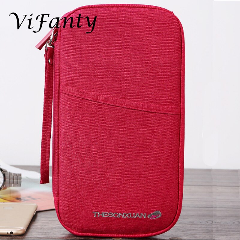 Passport Holder-Travel Passport Wallet Document Holder Organizer with Removable Strap for Men & Women: Red