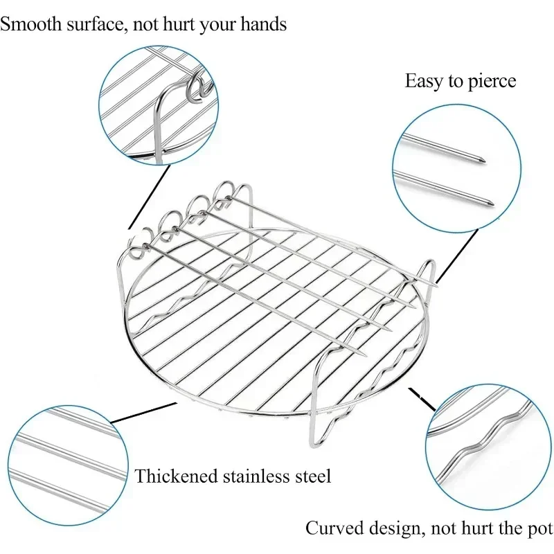 6/7/8 Inch Grill Roestvrijstalen Lucht Friteuse Stoomgrill Met Grillnet Mini Stoom Visnet Gegrilde Visrek Lucht Friteuse Accessorie