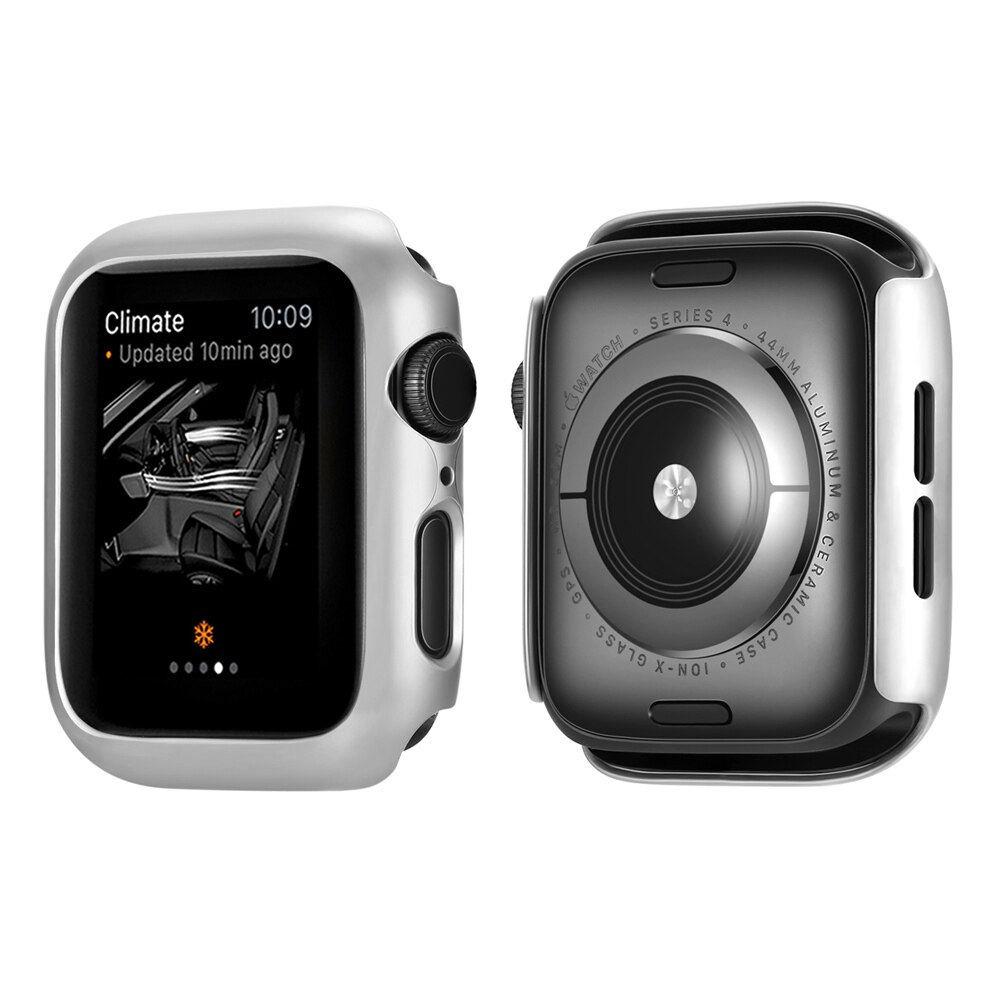 Coque de protection PC pour Apple Watch, pour Apple Watch série 6 5 4 3 2 38mm 42mm 40mm 44mm, protection antichoc pour iwatch 6 4 3, couvercle de cadre: Silver / 38mm