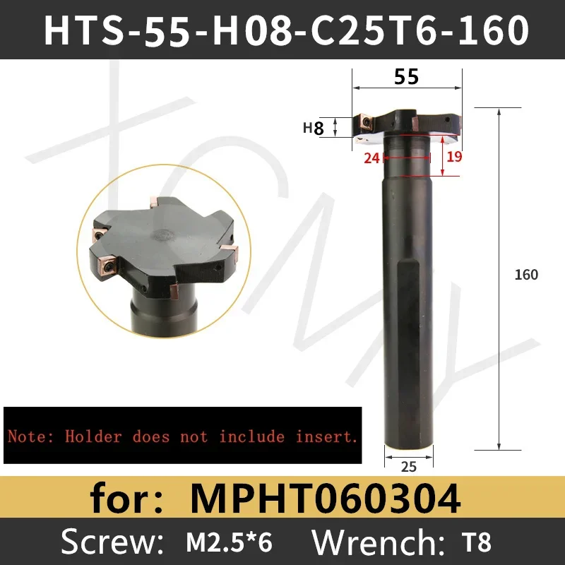 Fresa con ranura en T HTS D20-80 H08 H10 fresa con ranura Trapezoidal fresa lateral para CCMT06024 MPHT 060304 Inserto CNC: 5 mm