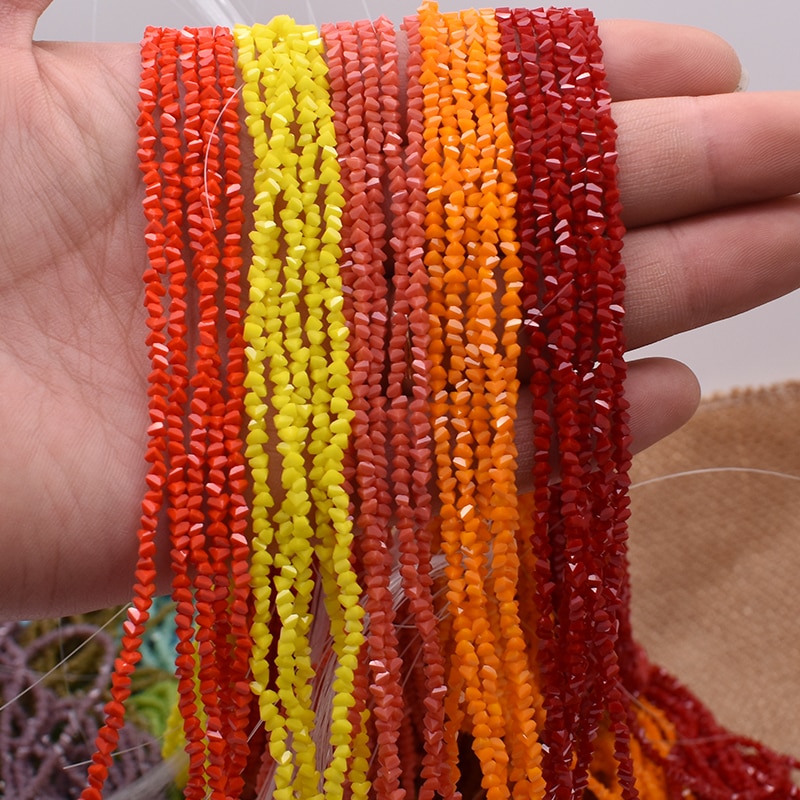 Solid 26 color 2mm 130pcs Triangle Crystal Glass Beads Seed Czech Beads For Jewelry Making DIY Needlework Earring Necklace