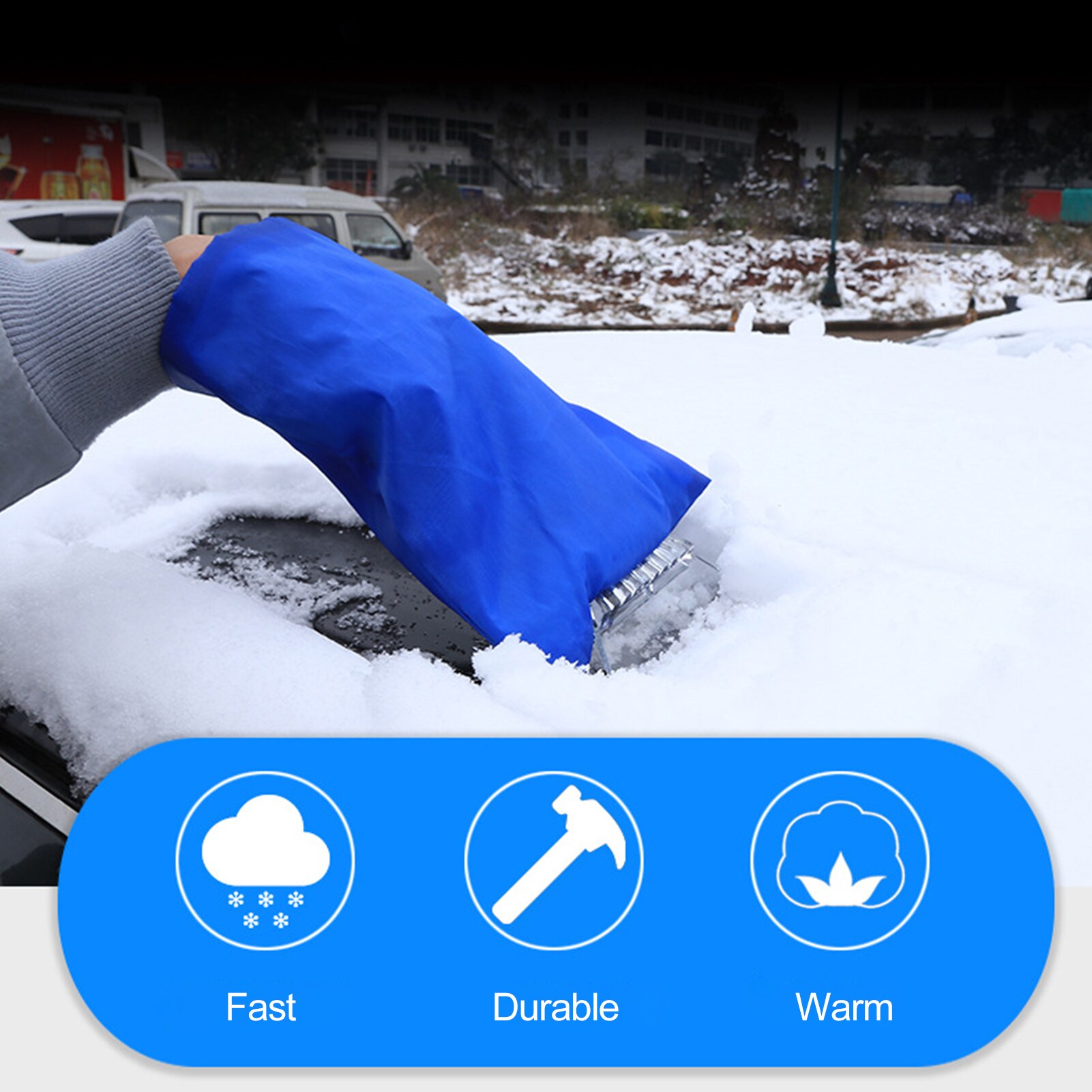 Ice Scraper Glove Waterproof Windshield Snow Remover Scraper Mitt for Cleaning Cars Trucks Windshield Frost Ice