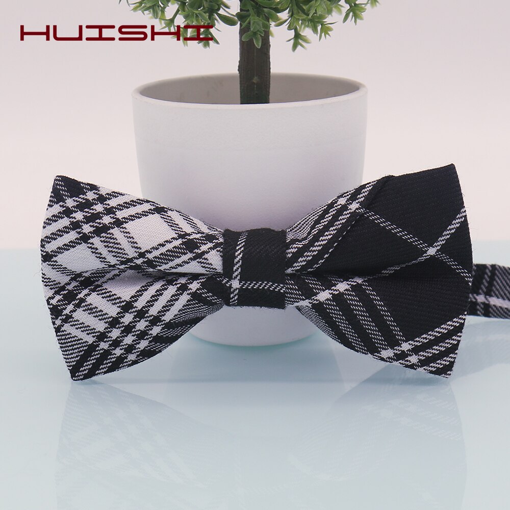 Huishi rutig fluga lyx herr pläd bågar slips justerbar bröllopsfest bowtie för män polyester rut fjäril bowties