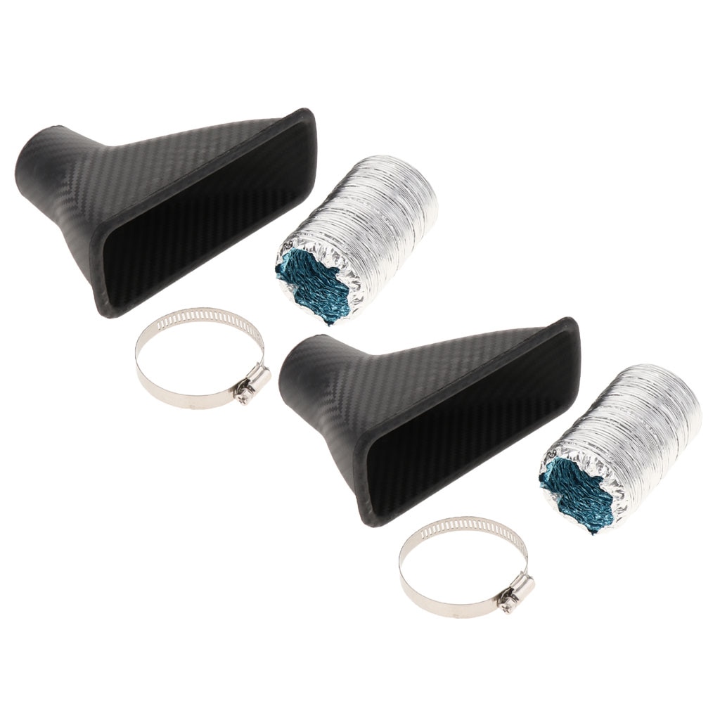 Set of 2 Air Intake Pipe, Car SUV Air Intake Pipe Kit, Front Bumper Turbo Turbine Inlet Pipe, Air Funnel Kit w/ Clamp