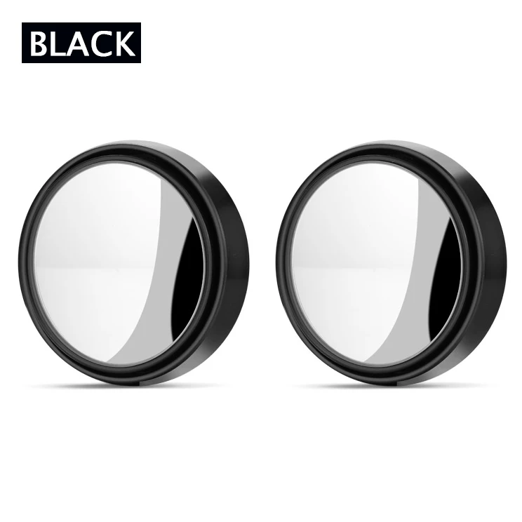 Espejo de punto ciego ajustable de 360 grados, espejo retrovisor convexo auxiliar para coche, marco redondo, espejos gran angular para marcha atrás, 2 uds.: Gris oscuro