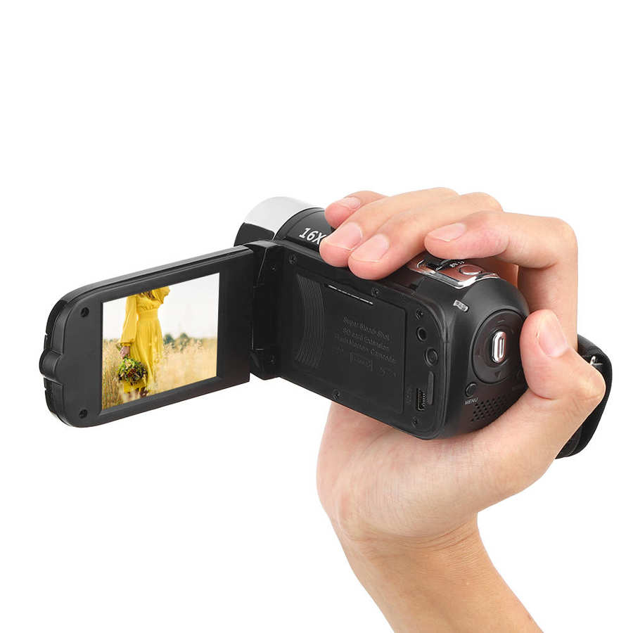 video Camera 16X Digital Zoom 2.4 Inch Rotatable LCD Display Screen 1080P Video Shooting Digital Camcorder US Plug 110-240V