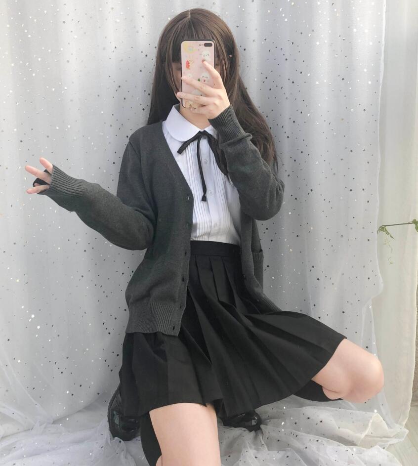 Japanese sailor suit long-sleeved school uniform Cardigan student wear class Japanese JK uniform shirt Cardigan set