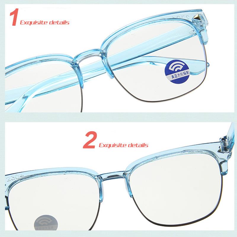 Montura de gafas Retro cuadrada transparente Anti-azul claro para niños, lentes transparentes semi-sin montura, gafas con remaches para niños