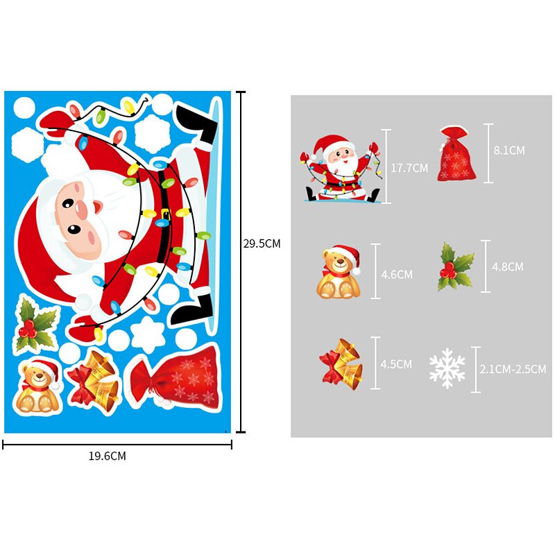 Christmas Wall Stickers Double-sided Static Window Glass Stickers Christmas PVC Self-Adhesive Wall Stickers Xmas Decoration: 16