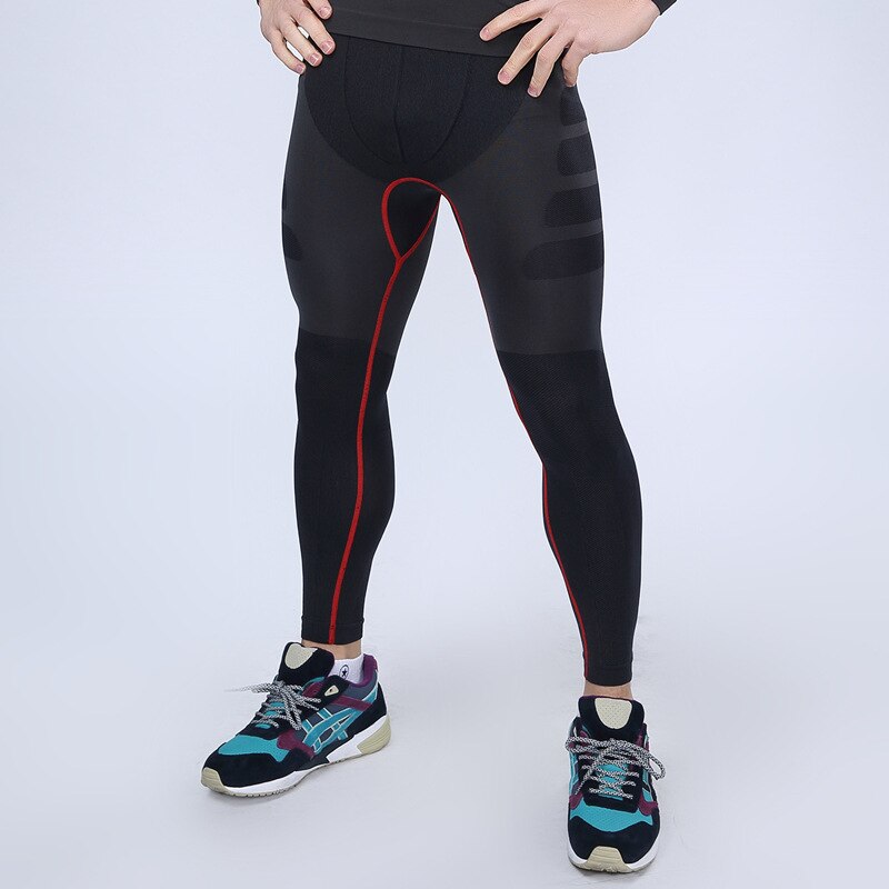 #39 bodybuilding hudtight sport træning fitness gym kompression stramme leggings 3 farver: Sort og rød / Xl