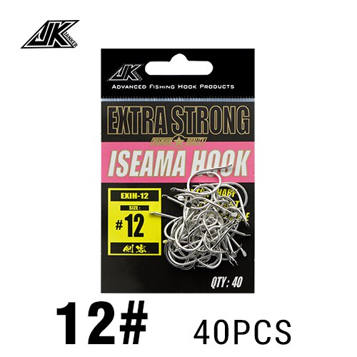 JK EXIH #10-19 Size 25-45PCS High Carbon Steel Fishing Hooks Japan Hooks Light Sea Jigging Carp Single Barbed Hook: 12   40PCS / 5 PACKS