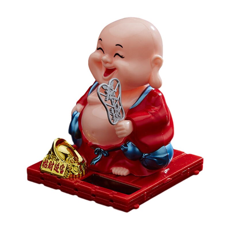 Solar Little Monk Model Ornaments Shake Head Car Interior Decoration Cute Monk Figure Toy Home Desk Decor Birthday: 06-S