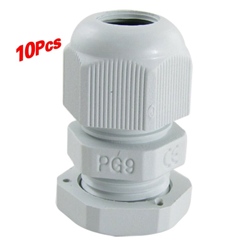 10 Pcs PG9 White Plastic Waterproof Cable Glands Joints