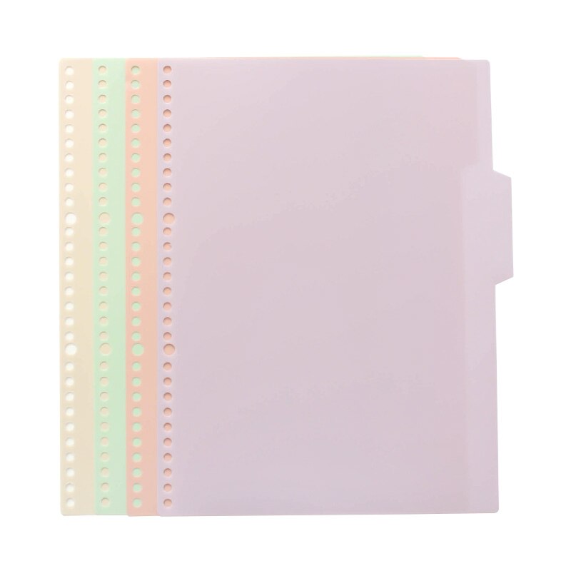 4 Sheets A4 A5 B5 Notebook Page Binder Candy Color PP Loose-leaf Cover Index Divider Separator Notebook Accessories