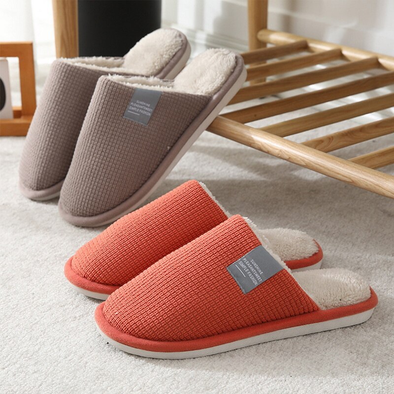 Women Indoor Slippers Warm Lovers Home Slipper Anti Slip Autumn Winter Shoes Household Floor Soft Indoor Flat Cotton Home Shoes