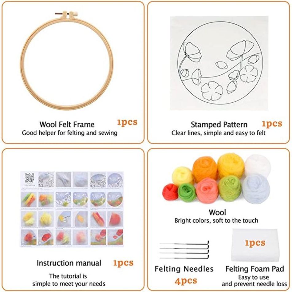 CHENISTORY-Kits de pintura de fieltro con aguja para principiantes, Kit de iniciación de fieltro con aguja de lana DIY, paisaje de montaña, decoración del hogar, arte artesanal