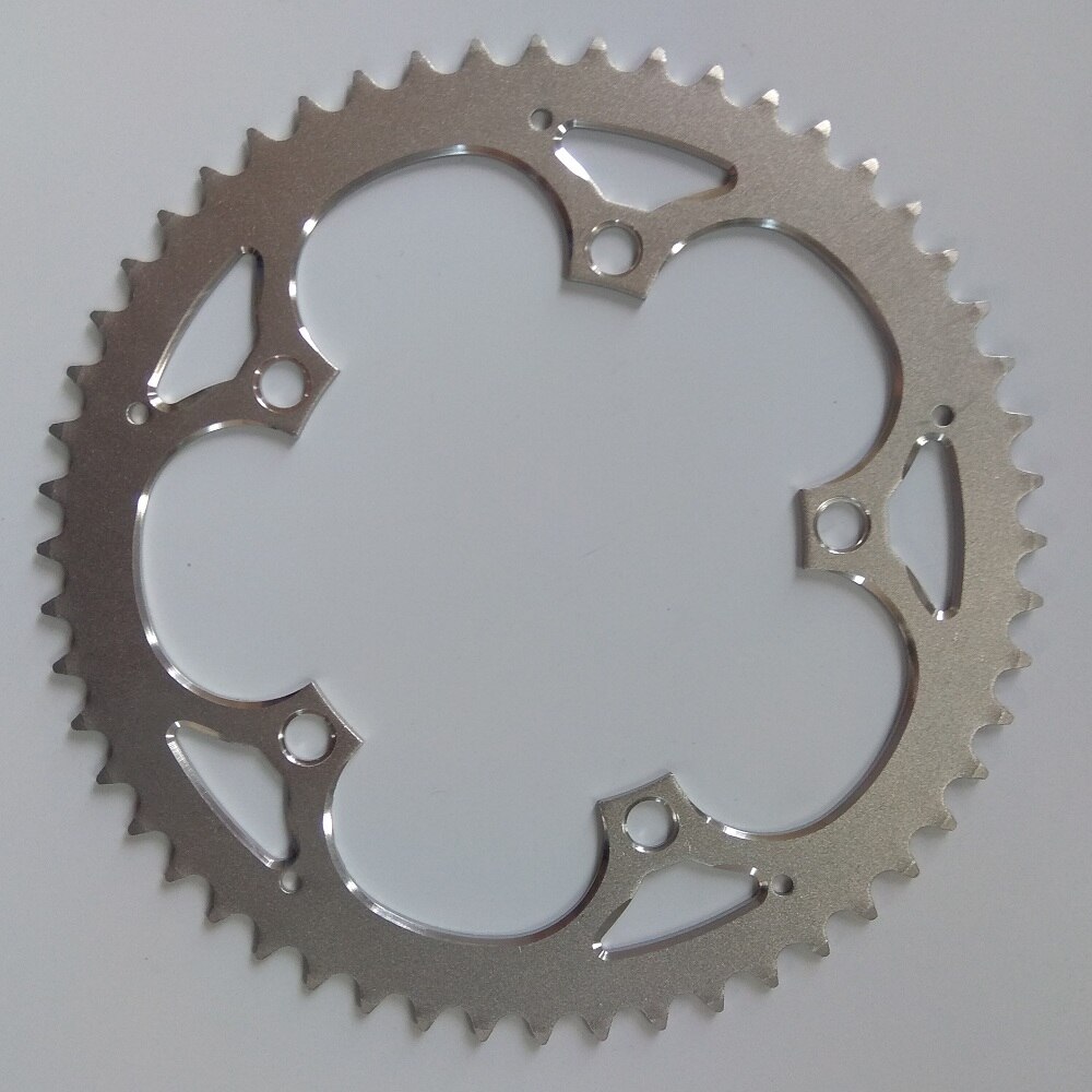 Vägcyklar kedjedrev 130 bcd 38t 39t 40t 42t 44t 46t 48t 50t 52t 53t 56t fällbara cykel kedjehjul cnc silverfärgade ringar: 130 bcd 52t