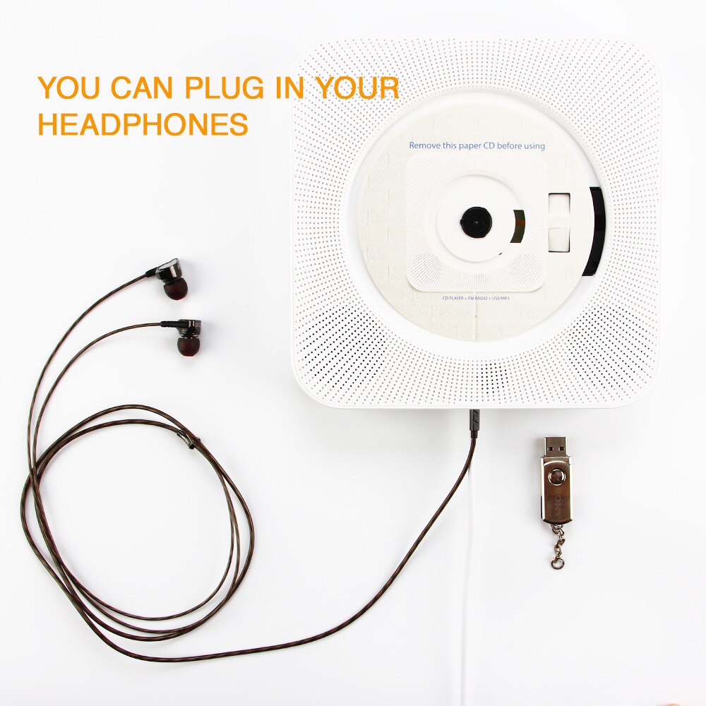 Et cd-afspiller vægmonterede bluetooth musikafspillere med fjernbetjening / 3.5mm hovedtelefonstik/ usb adapter understøtter fm radio  mp3
