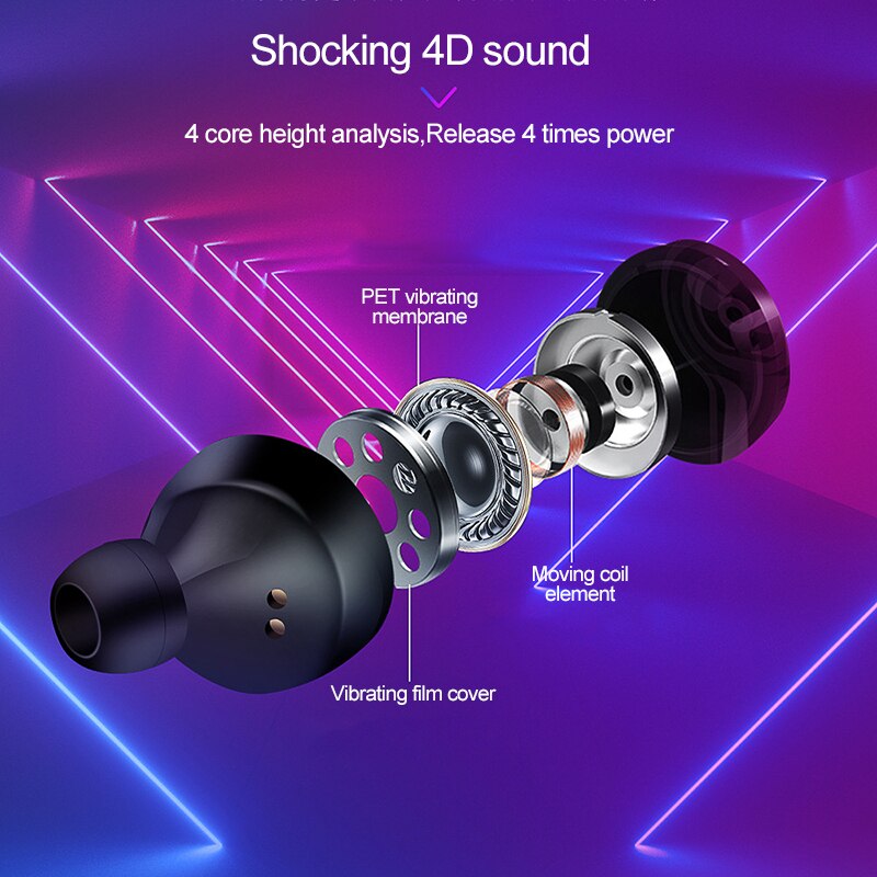 TWS 5.0 Bluetooth Earphone Wireless Headphone Waterproof Stereoe Earbud Micophone Headest Mini Gaming earphone Shocking 4D sound