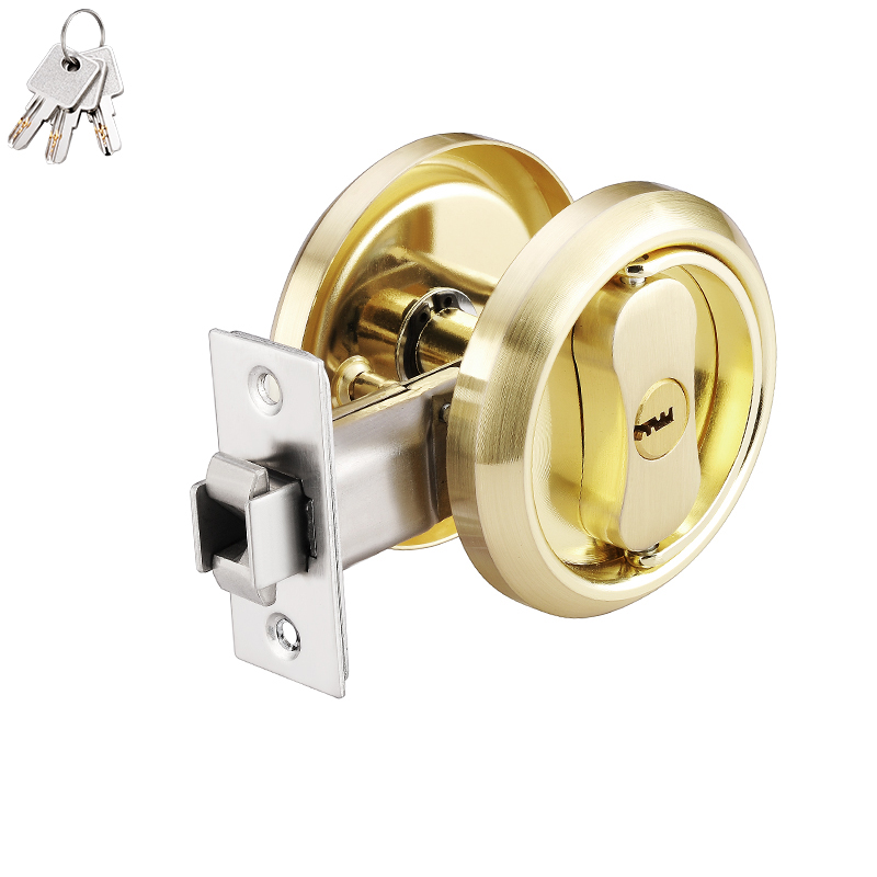 Stainless Steel Double-Sided Pull Ring Lock With Key Sliding Door Lock Invisible Door Lock Multiple Types Available: Silver