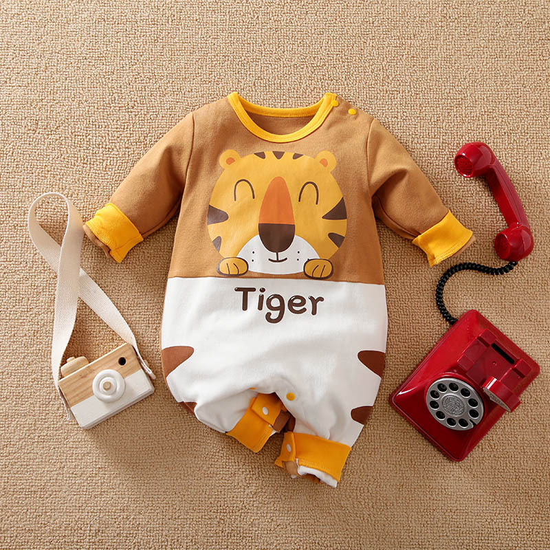 Baby Junge Kleidung Neugeborenen Strampler Overall 100% Baumwolle Tiger drucken Kostüm Kleinkind Karikatur Neue Geboren 0 zu 3 6 9 12 18 monate: 9M(73cm)