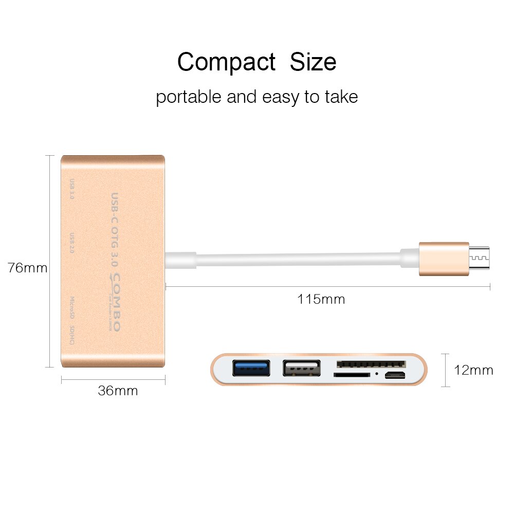 USB C om Multi SD CF Micro SD Kaartlezer Adapter Type-C USB-C HUB OTG 3.0 Micro USB combo Splitter voor Macbook Air Pro